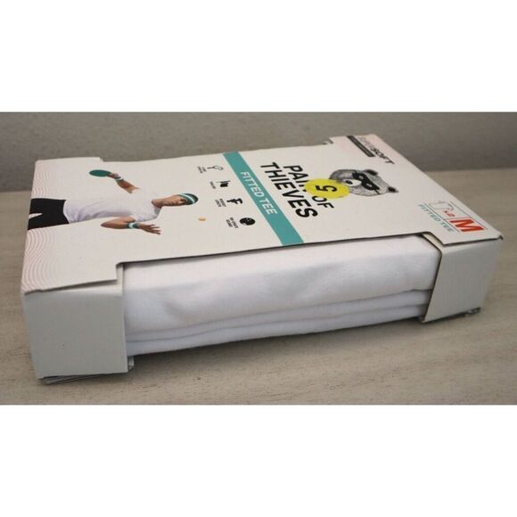 Pair of Thieves Men's Sz M White SuperSoft Cotton Crew Neck Fitted Tees, 2 Pack - Picture 4 of 6